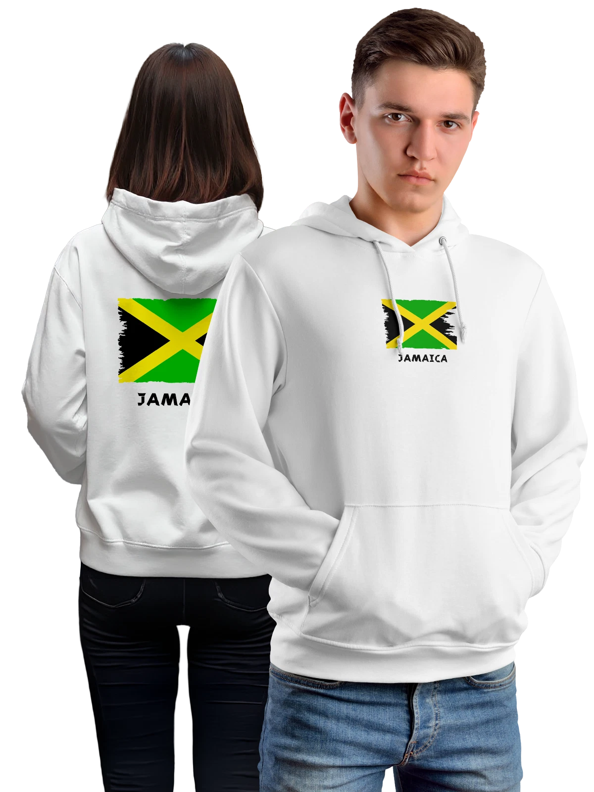Худи с флагом Ямайки Jamaica белое с принтом — национальная символика — Белая, фото 1
