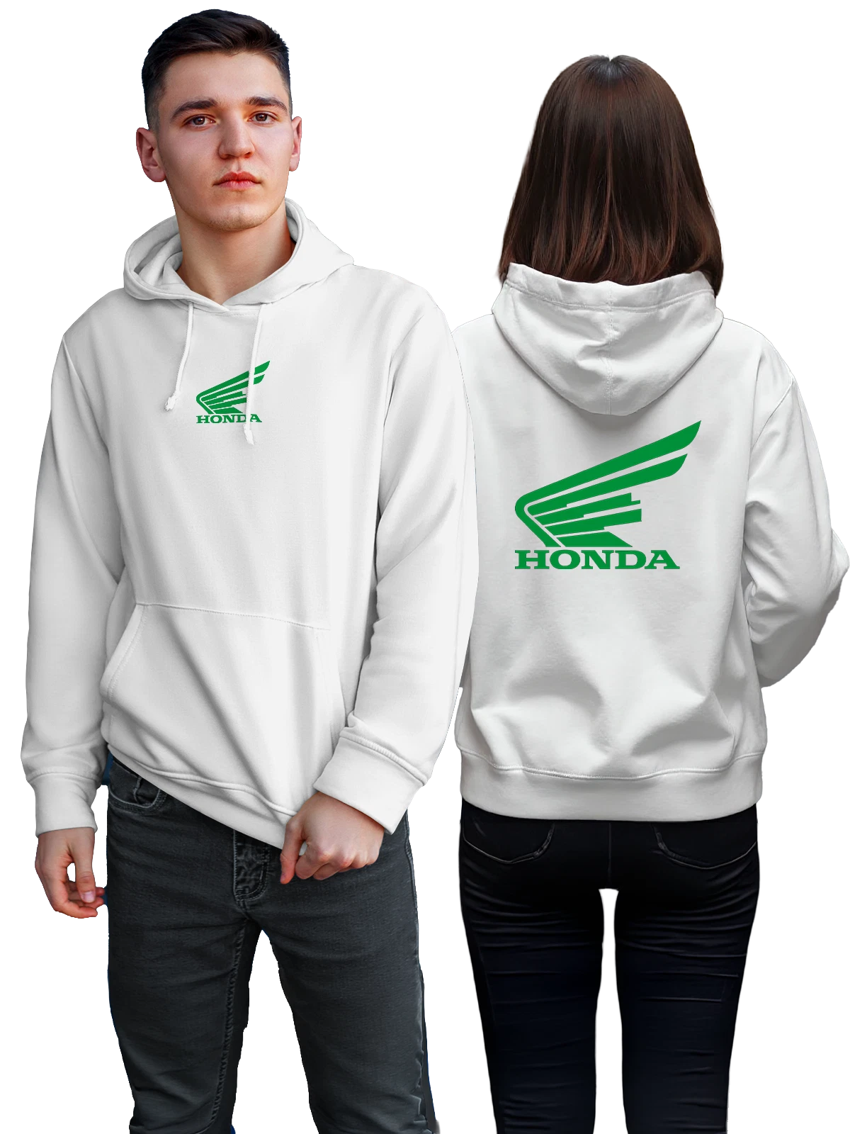 Худи Honda белое с принтом — скорость и свобода — Белая, фото 1