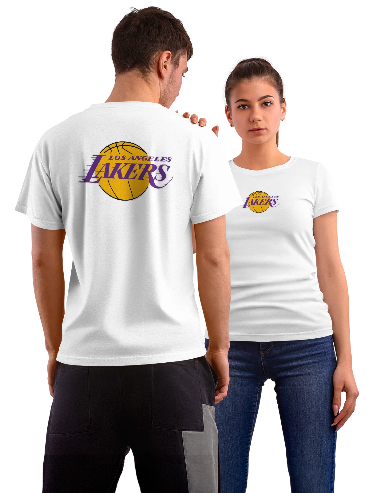 Футболка Lakers белая с принтом на спине — спортивная тематика — Белая, фото 1