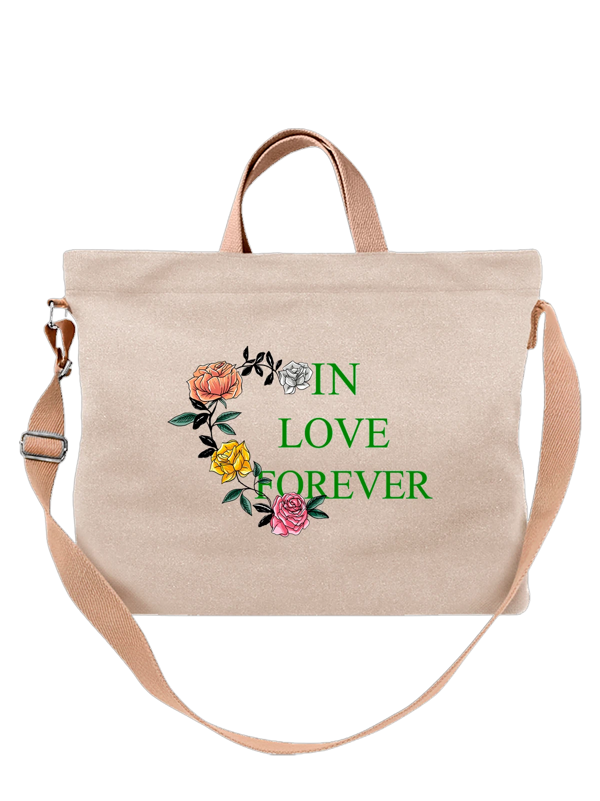 Сумка Цветы in love forever белая с принтом — подарок любимой — Белая, фото 1