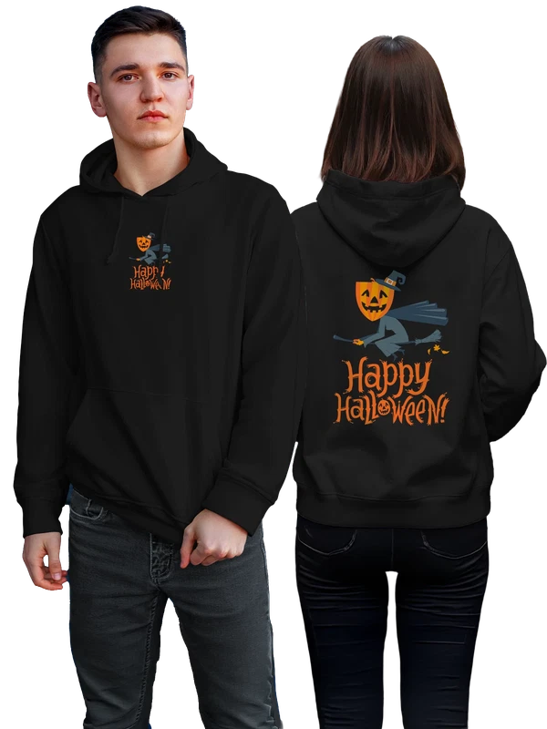 Худи с ведьмой happy Halloween — Чёрная, фото 1