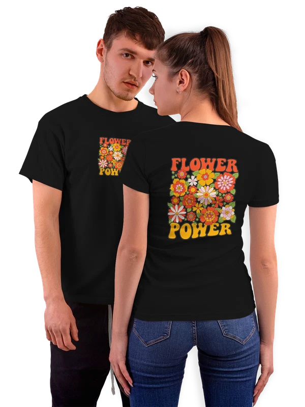 Футболка цветы flower power — Чёрная, фото 1