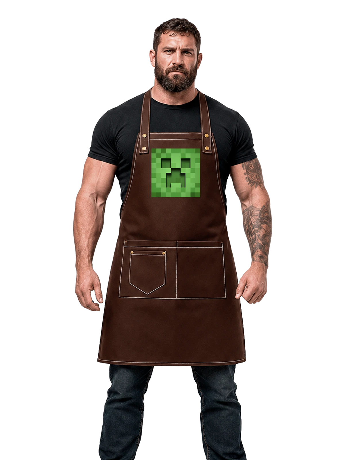 Фартук Майнкрафт Minecraft чёрный с принтом — Эндермен — Чёрная, фото 1