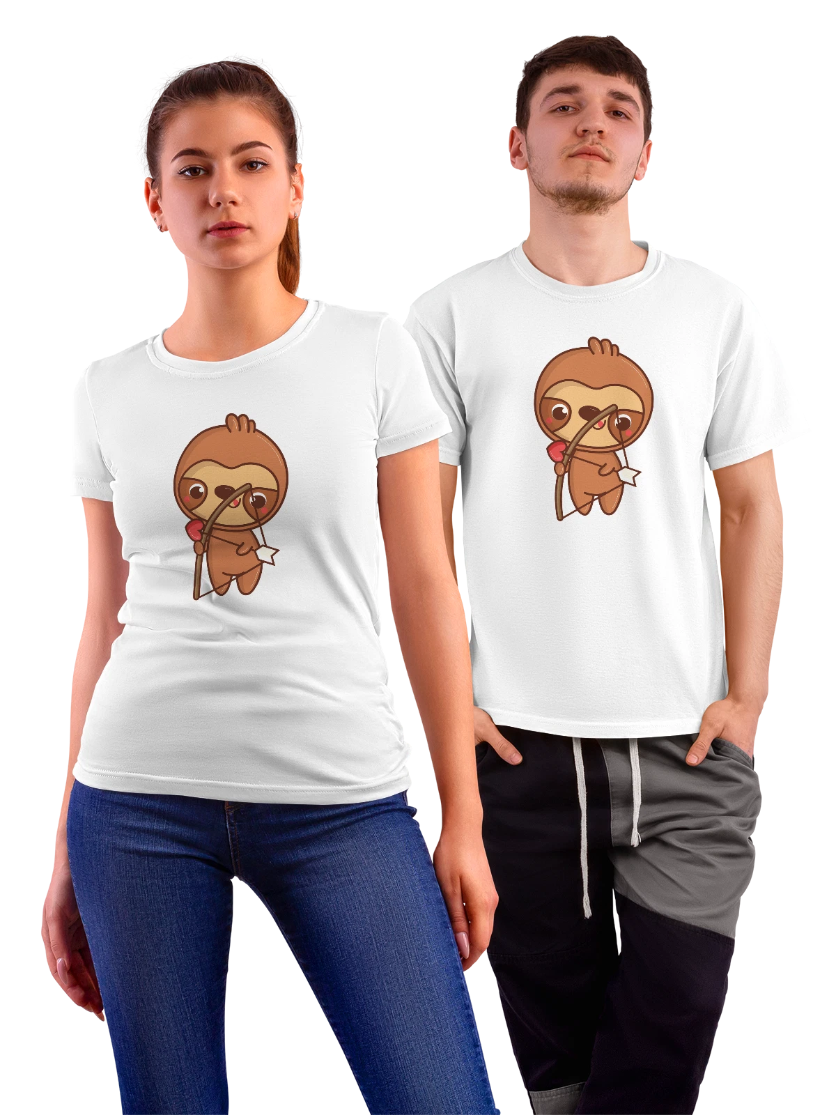 Футболка Мультяшный купидон с луком и стрелой белая с принтом — романтический символ — Белая, фото 1