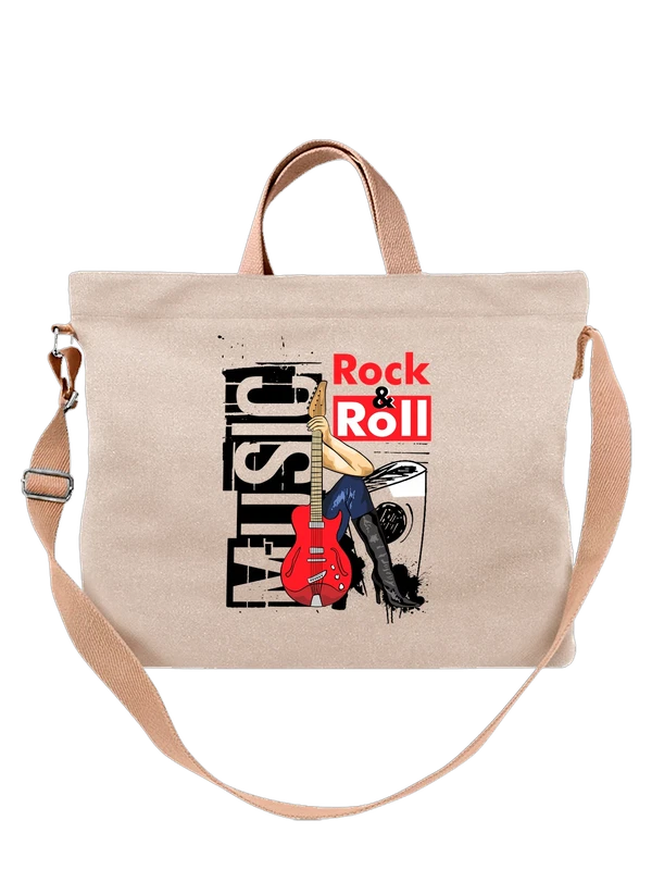 Сумка рок надпись rock and roll — Белая, фото 1