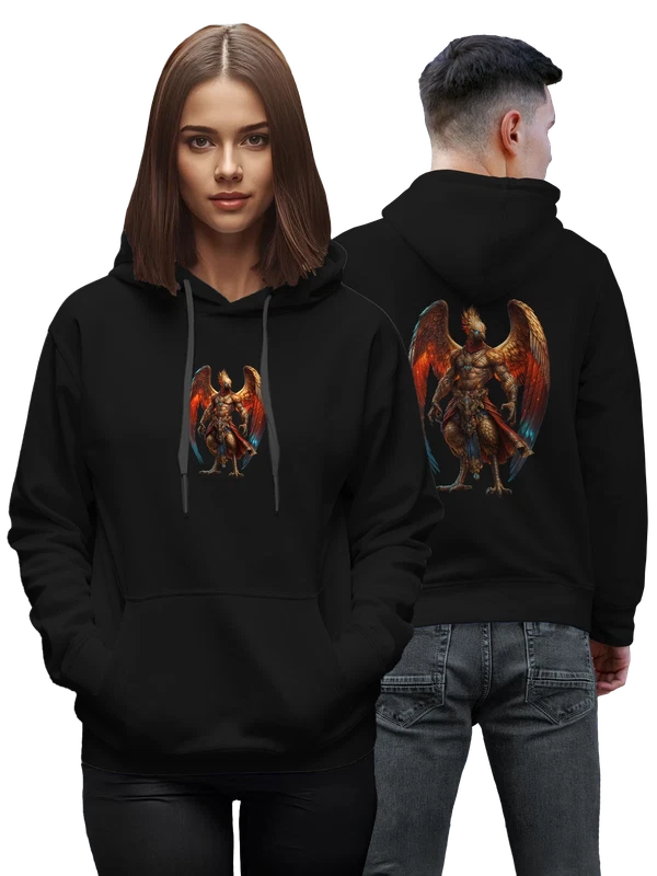 Худи мифический человек-орел в золотых доспехах — Чёрная, фото 1