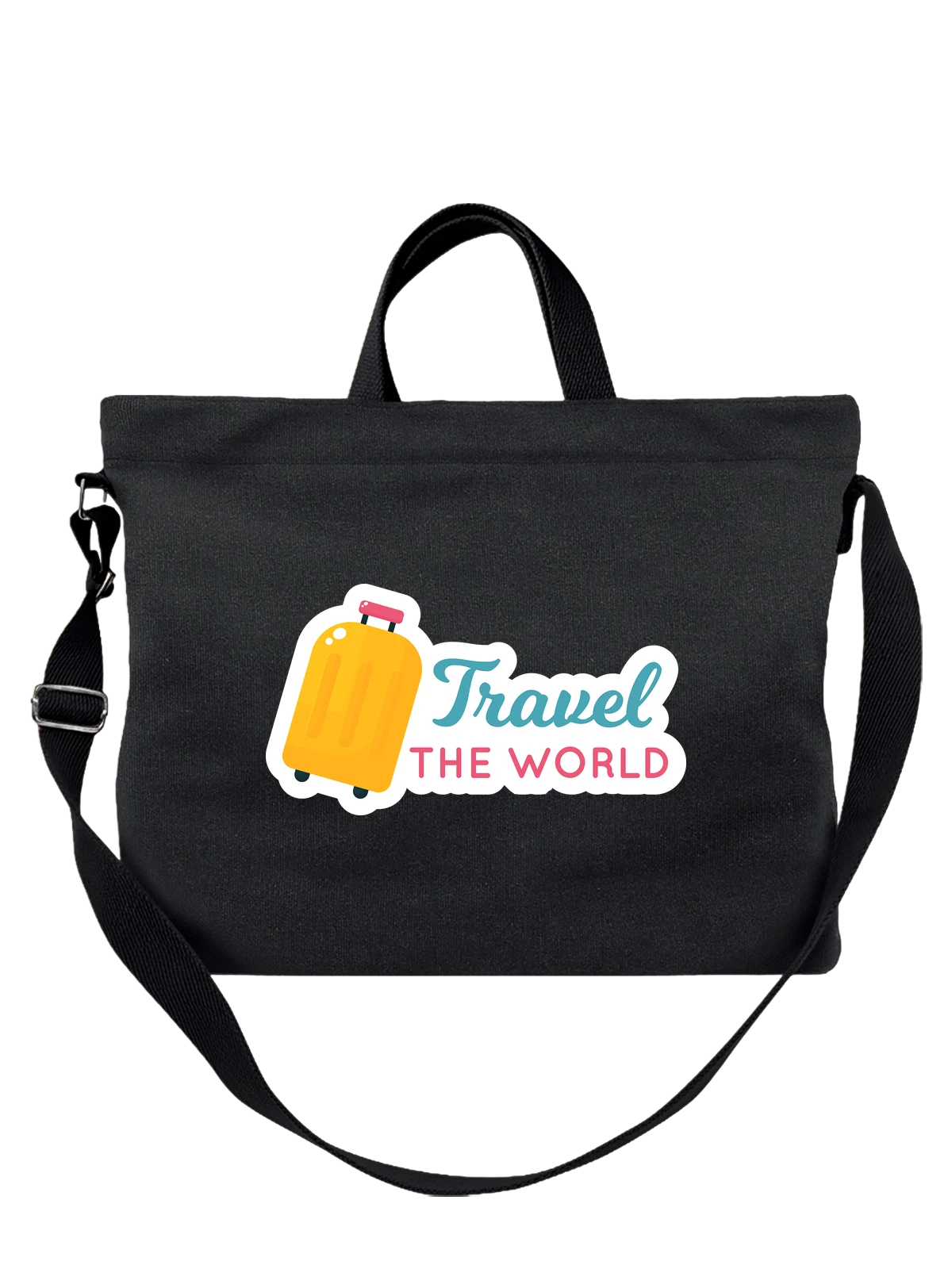 Сумка Чемодан Travel the World чёрная с принтом — поездка — Чёрная, фото 1