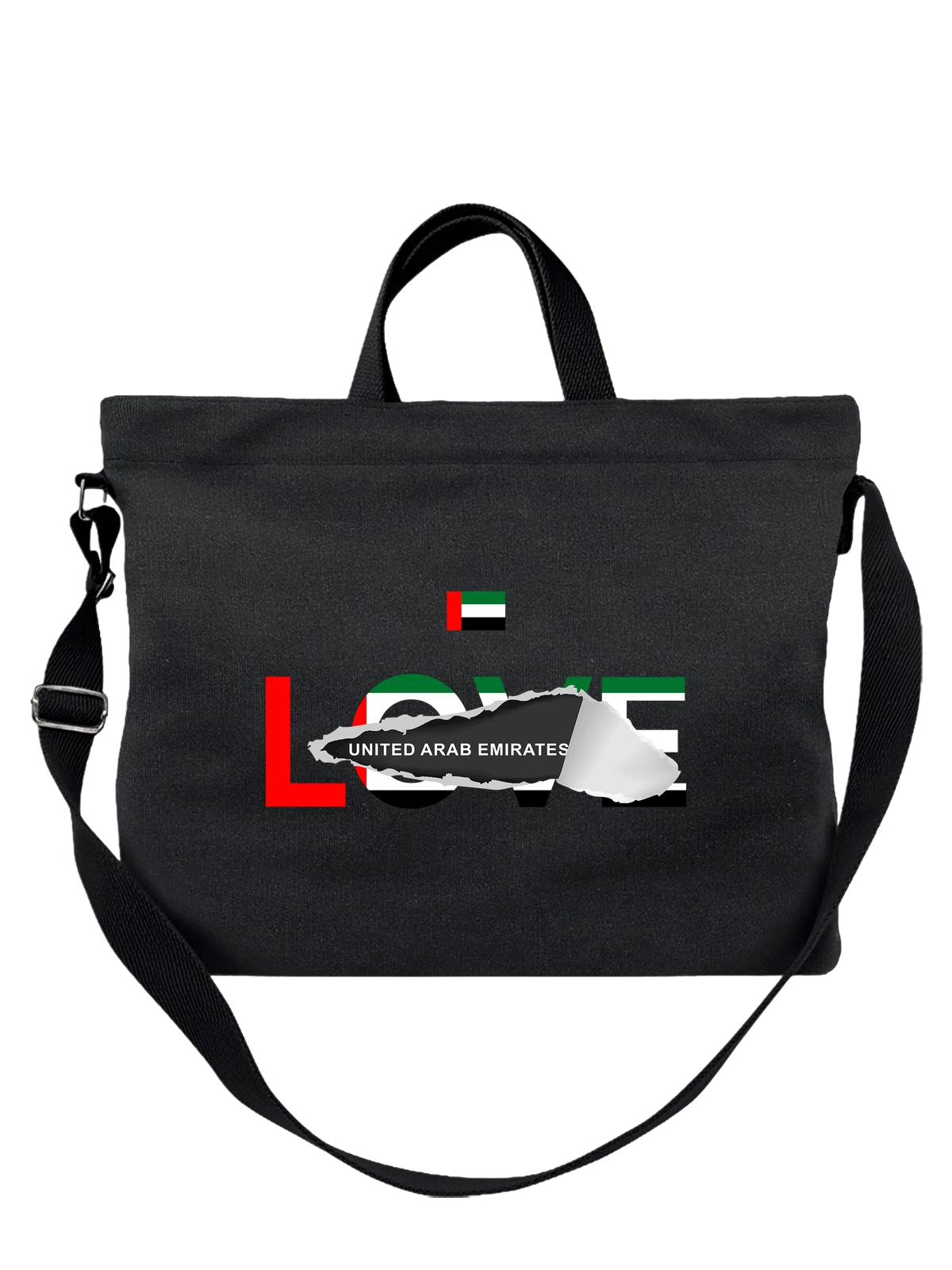 Сумка Флаг ОАЭUAE чёрная с принтом — национальная символика — Чёрная, фото 1