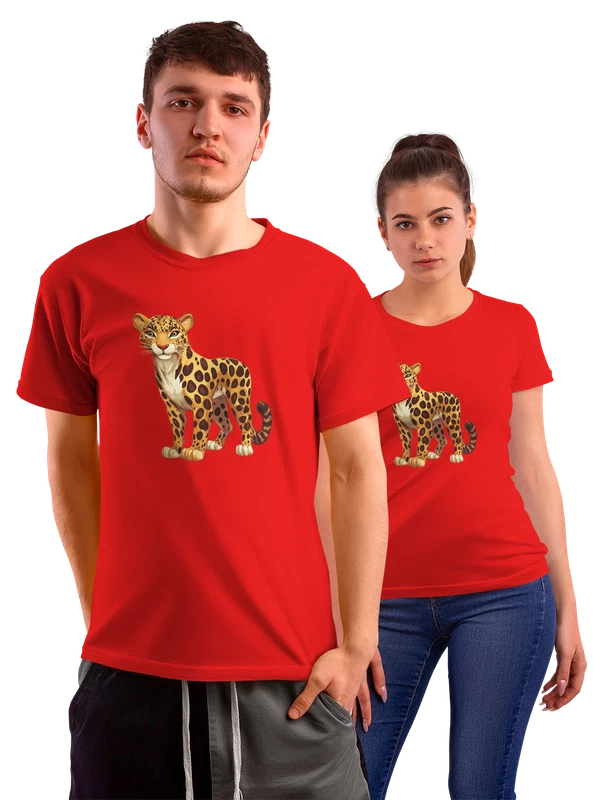 Футболка с леопардом — Красная, фото 1