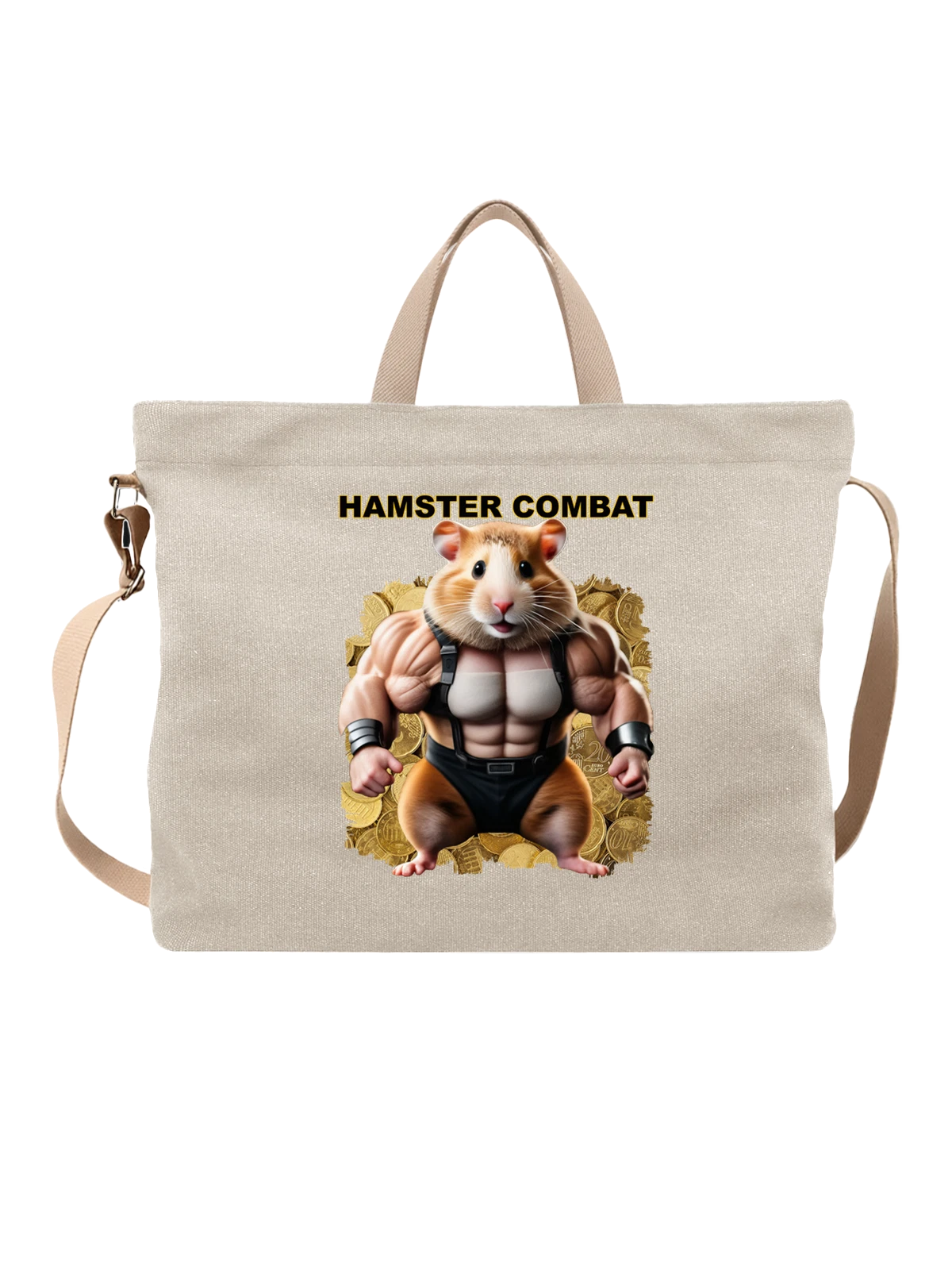Сумка Hamster Kombat белая с принтом — футболка подростку — Белая, фото 1