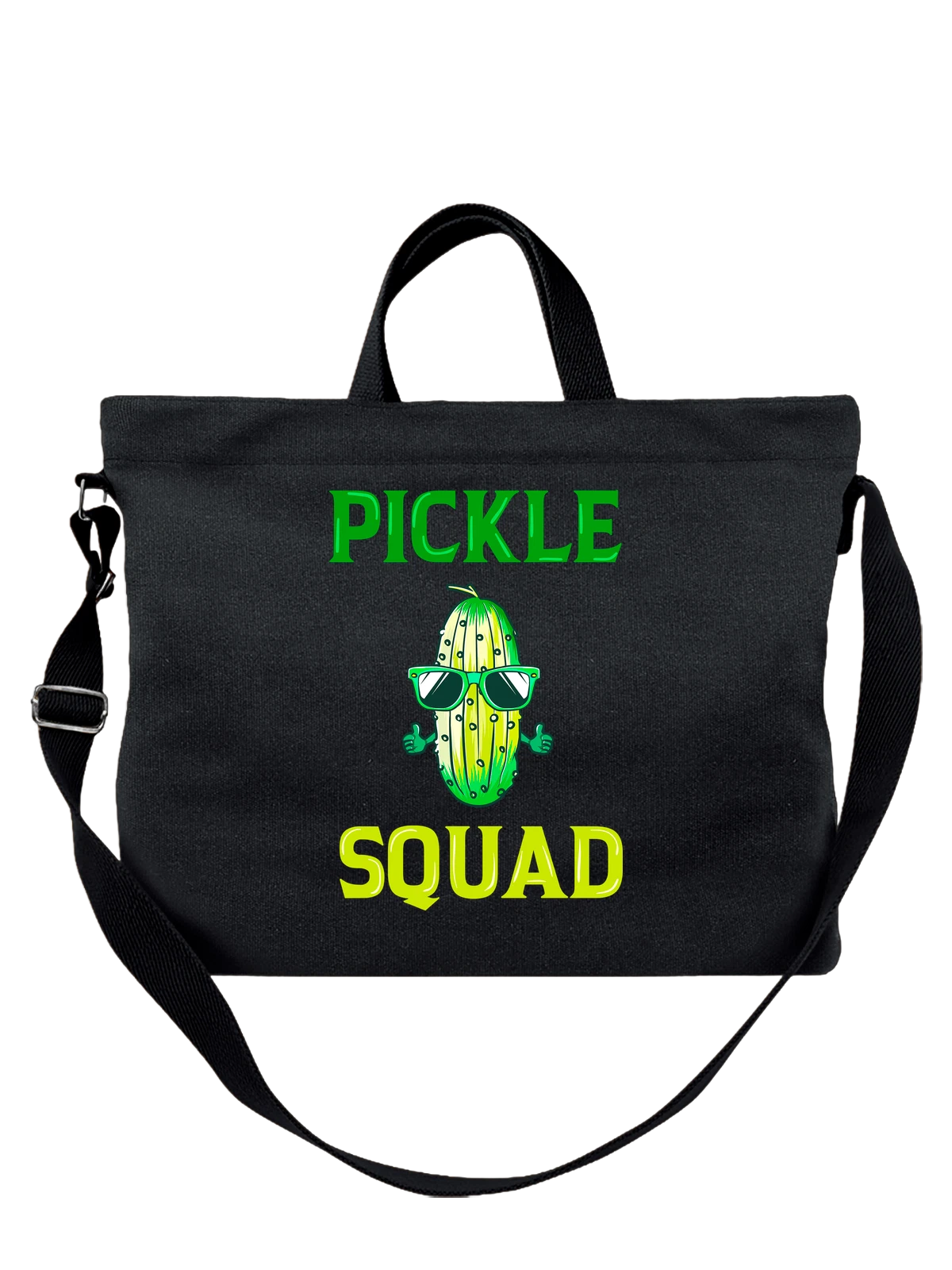 Сумка с огурцом pickle squad чёрная с принтом — кулинарный принт — Чёрная, фото 1