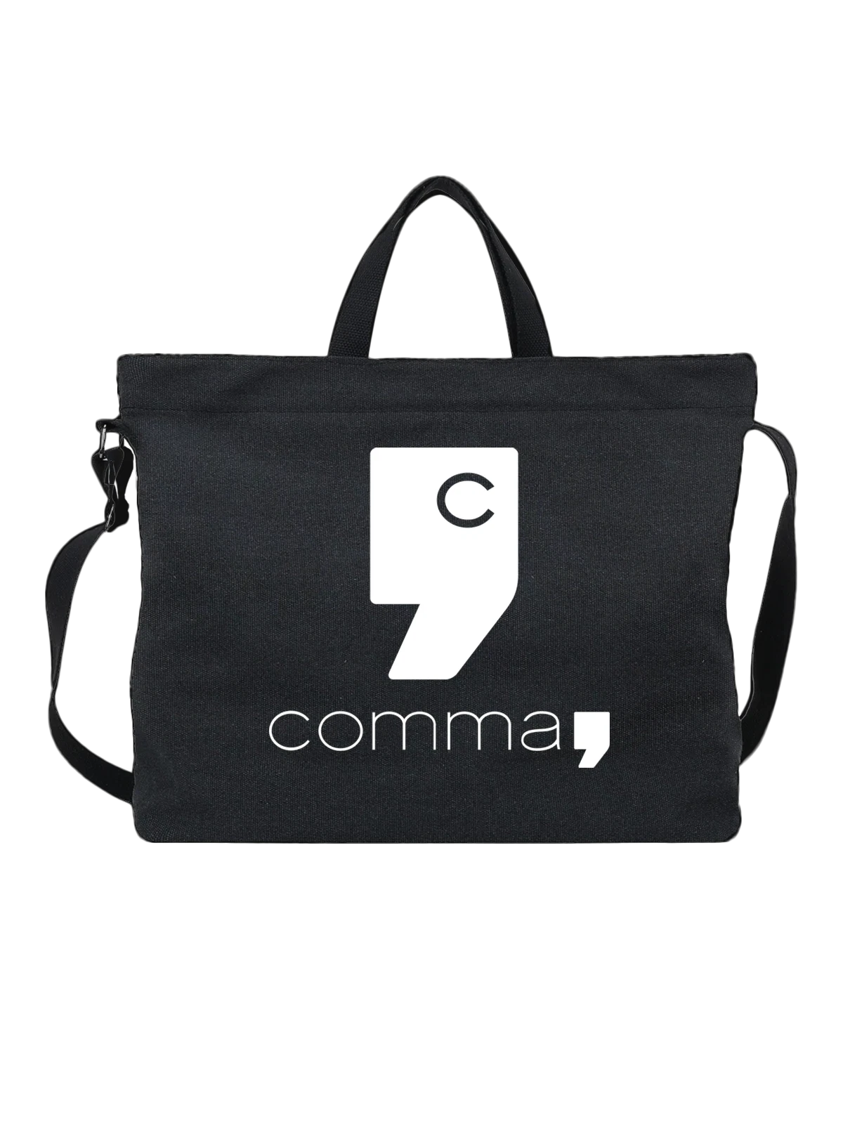 Сумка Comma чёрная с принтом — современная айдентика — Чёрная, фото 1