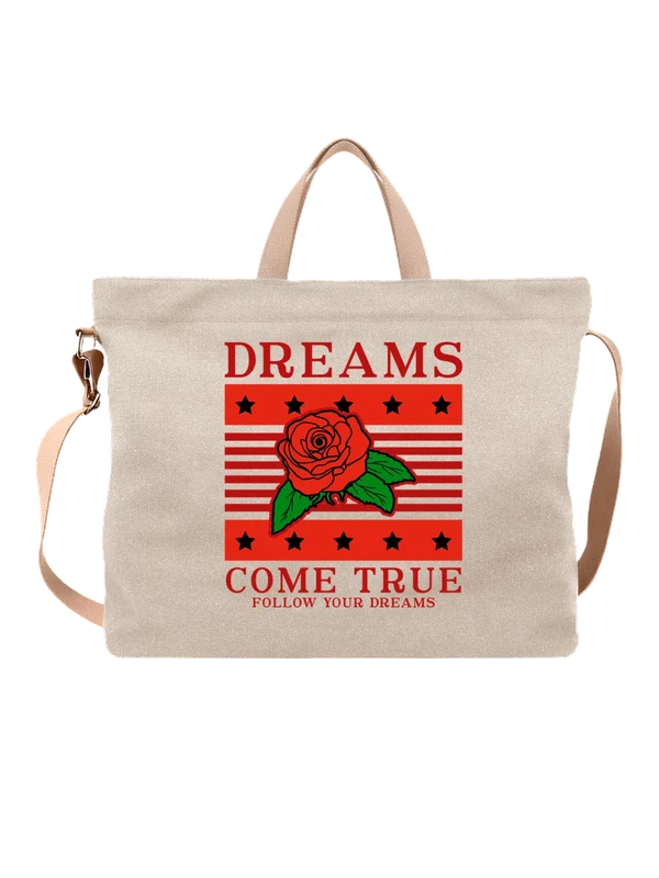 Сумка цветок роза надпись dreams come true — Белая, фото 1