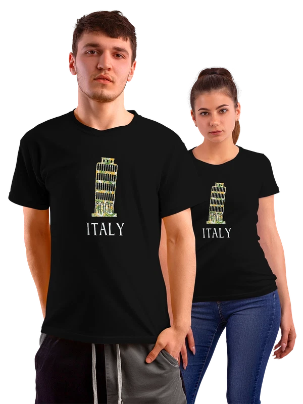 Футболка Италия Italy Пизанская башня — Чёрная, фото 1