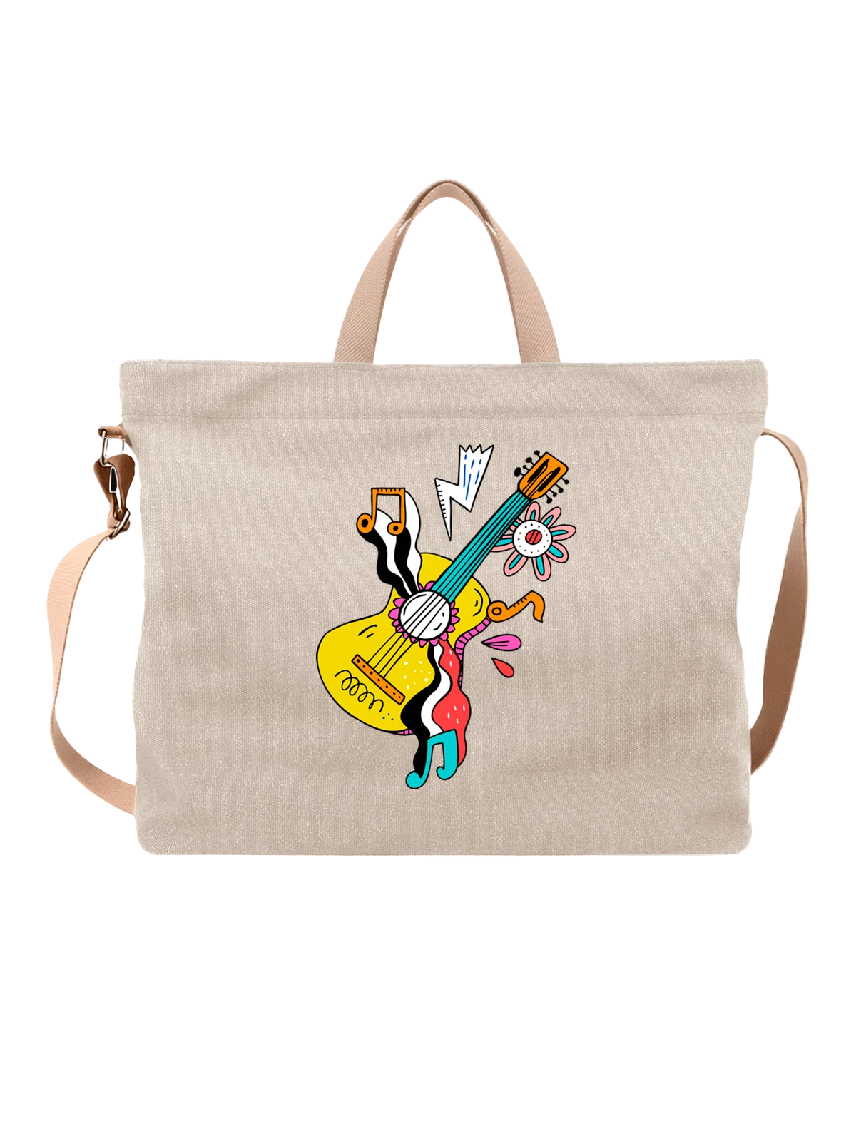 Сумка Гитара белая с принтом — флористика — Белая, фото 1
