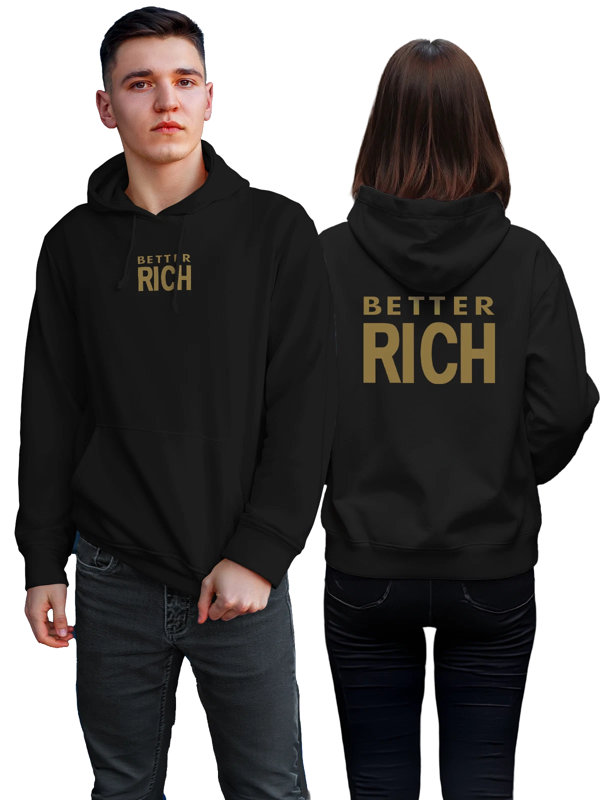 Худи Better Rich чёрное с принтом — дизайнерская эстетика — Чёрная, фото 1
