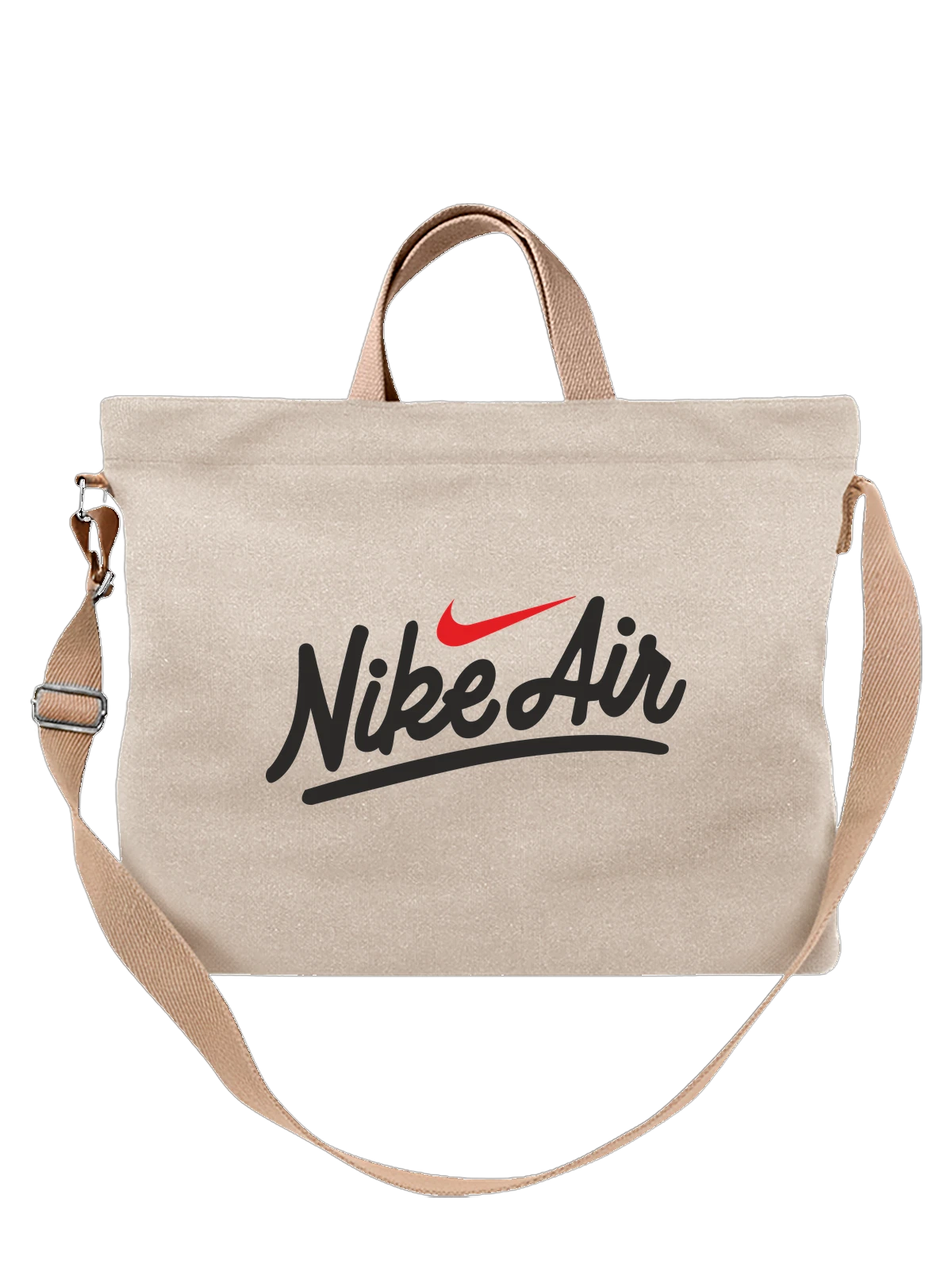 Сумка бежевая с принтом Nike Air с крупным логотипом swoosh — бренд emblem — Бежевая, фото 1