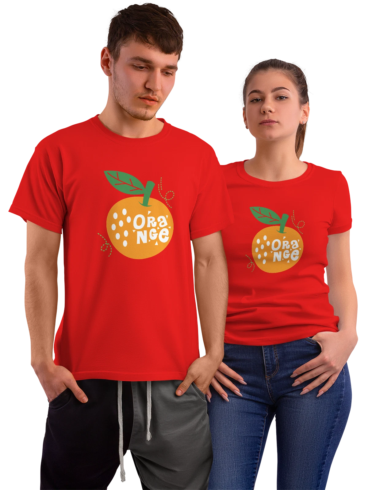 Футболка Апельсин orange красная с принтом — растительная пища — Красная, фото 1