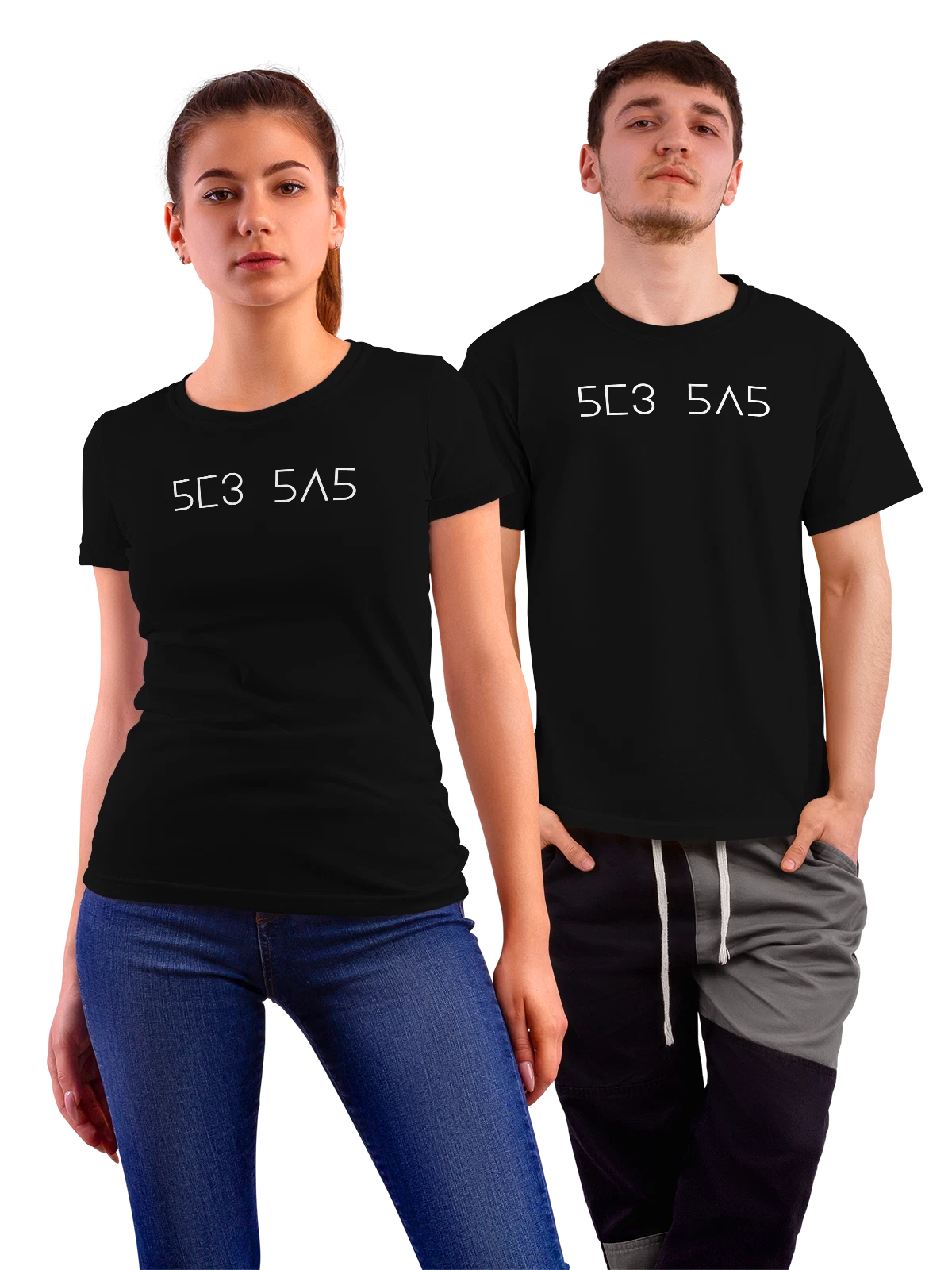 Футболка 5C3 5Л5 чёрная с принтом — футболка подростку — Чёрная, фото 1