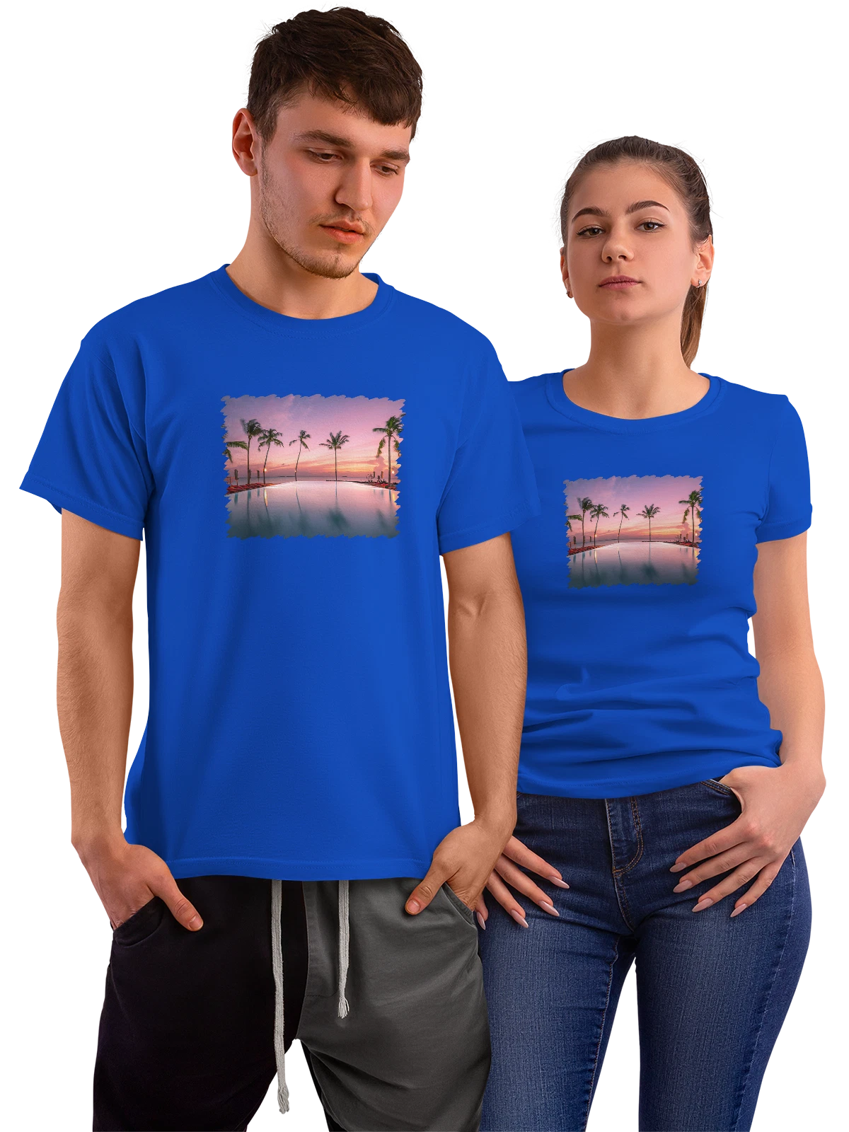 Футболка Пейзаж Мадьдивы синяя с принтом — дикая природа — Синяя, фото 1