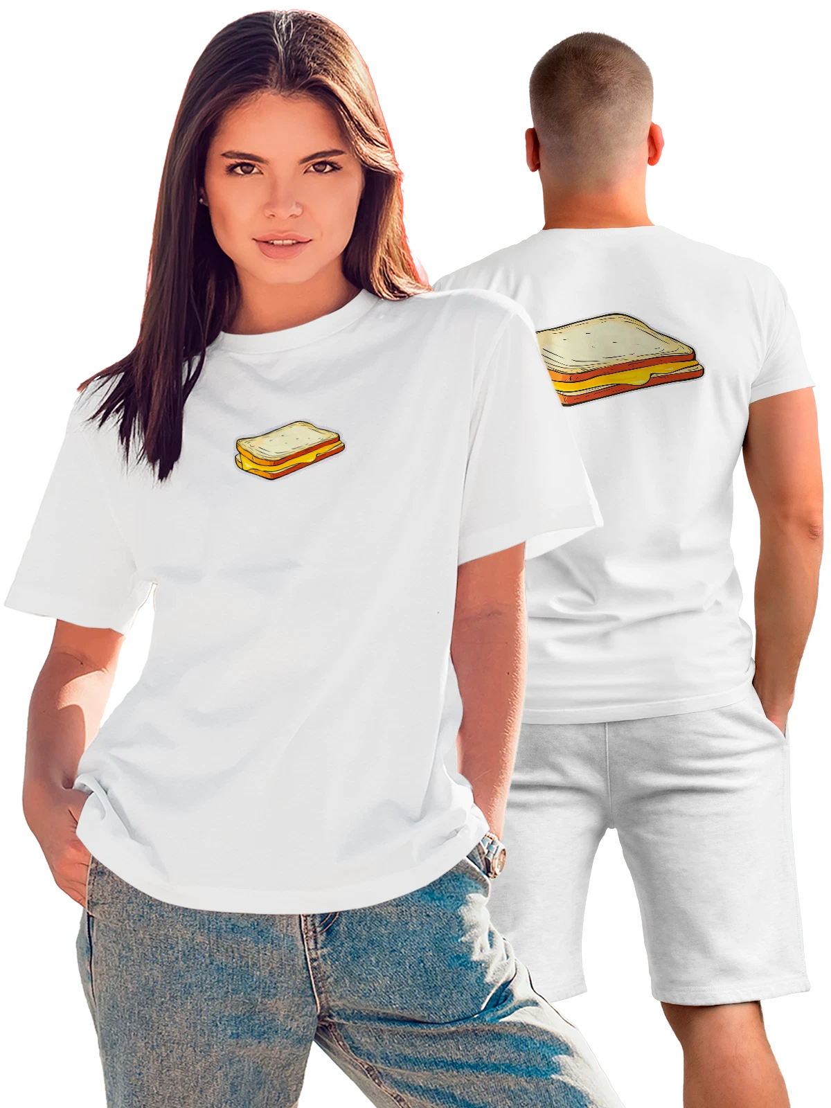 Футболка Бутерброд белая с принтом на спине — подарок гурману — Белая, фото 1