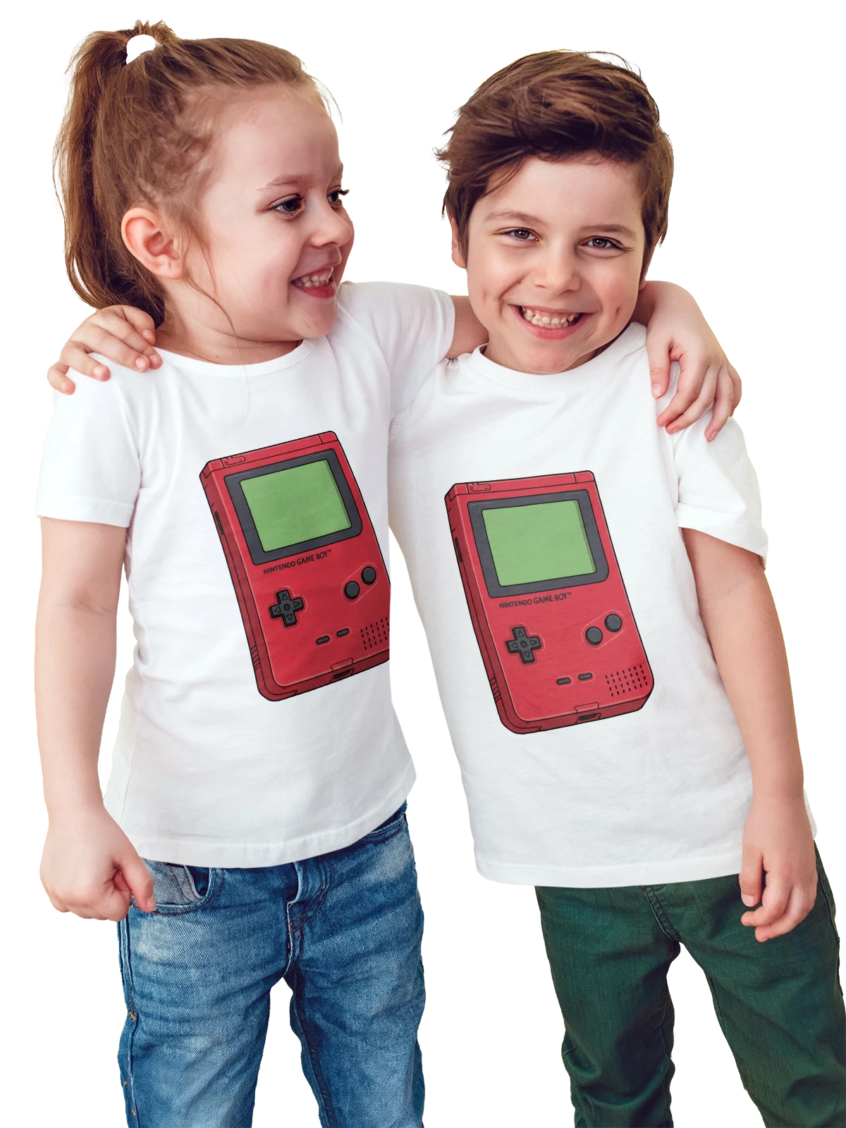 Футболка детская Красный Nintendo Game Boy портативная консоль белая с принтом — кнопки управления — Белая, фото 1