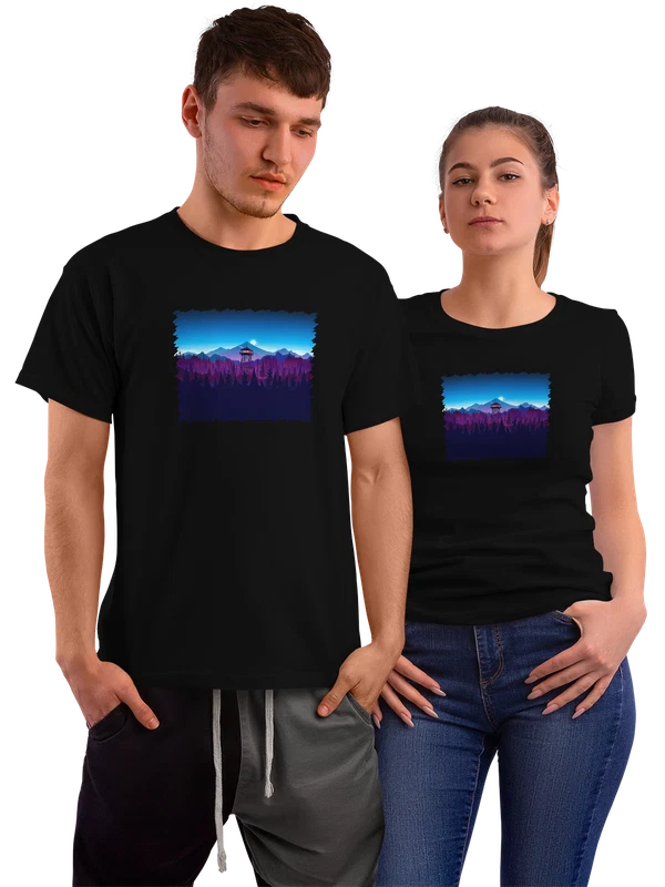 Футболка Игра Firewatch sky sunset artwork night — Чёрная, фото 1