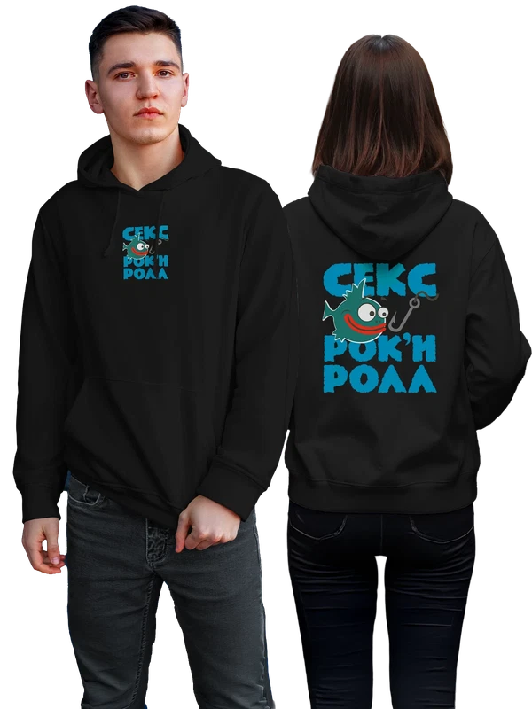 Худи для рыбака роки ролл — Чёрная, фото 1