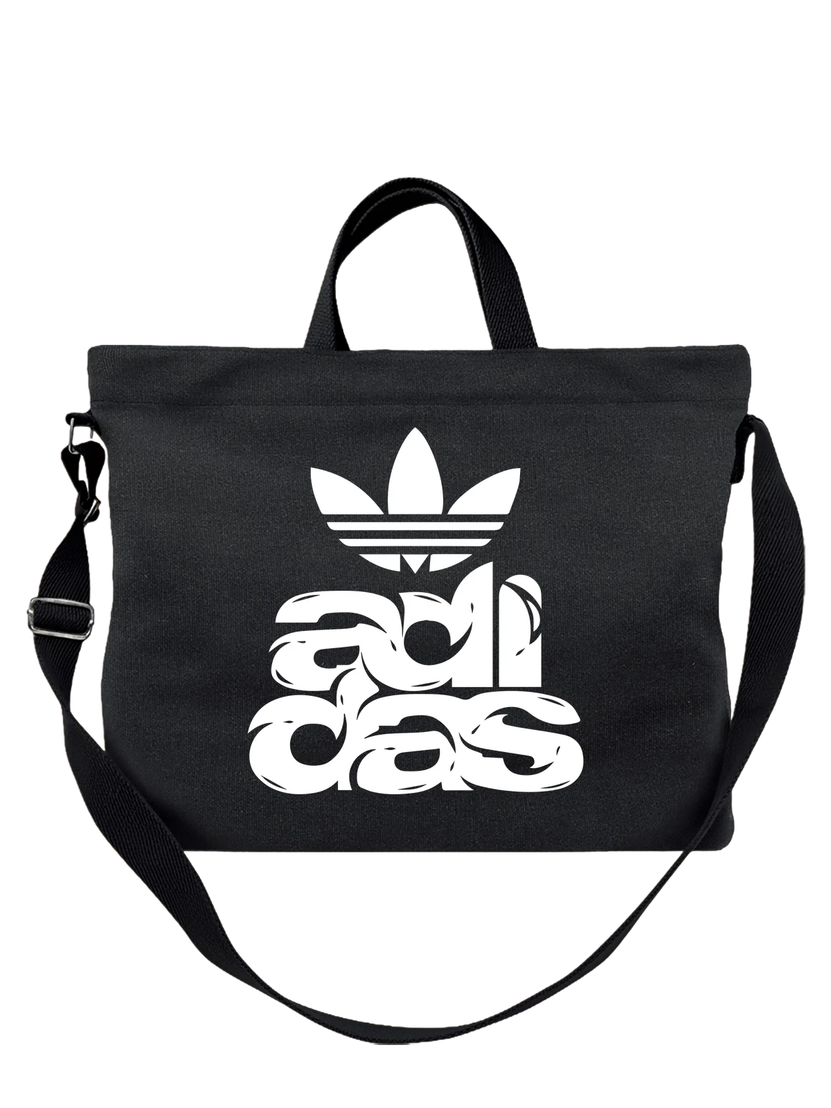 Сумка Adidas чёрная с принтом — рамка со скруглением — Чёрная, фото 1