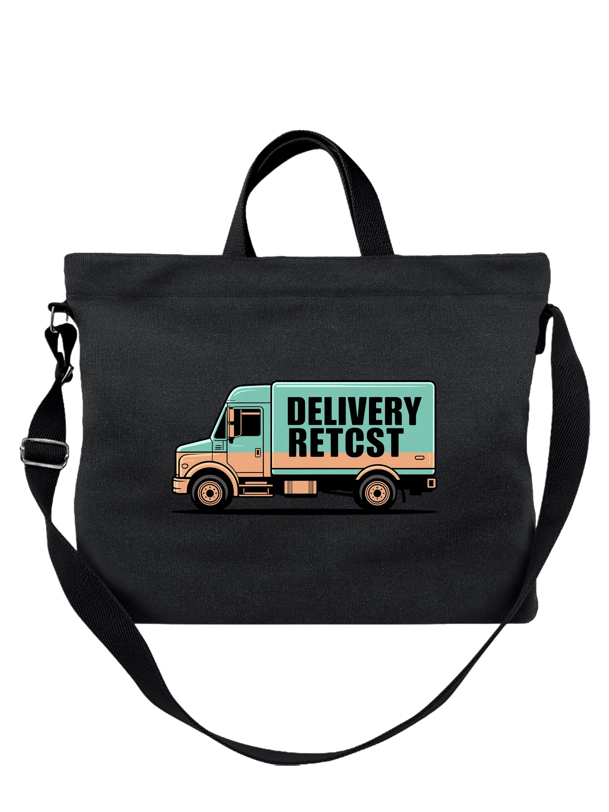 Сумка чёрная с принтом Грузовик Delivery Rects фургон — логистика — Чёрная, фото 1