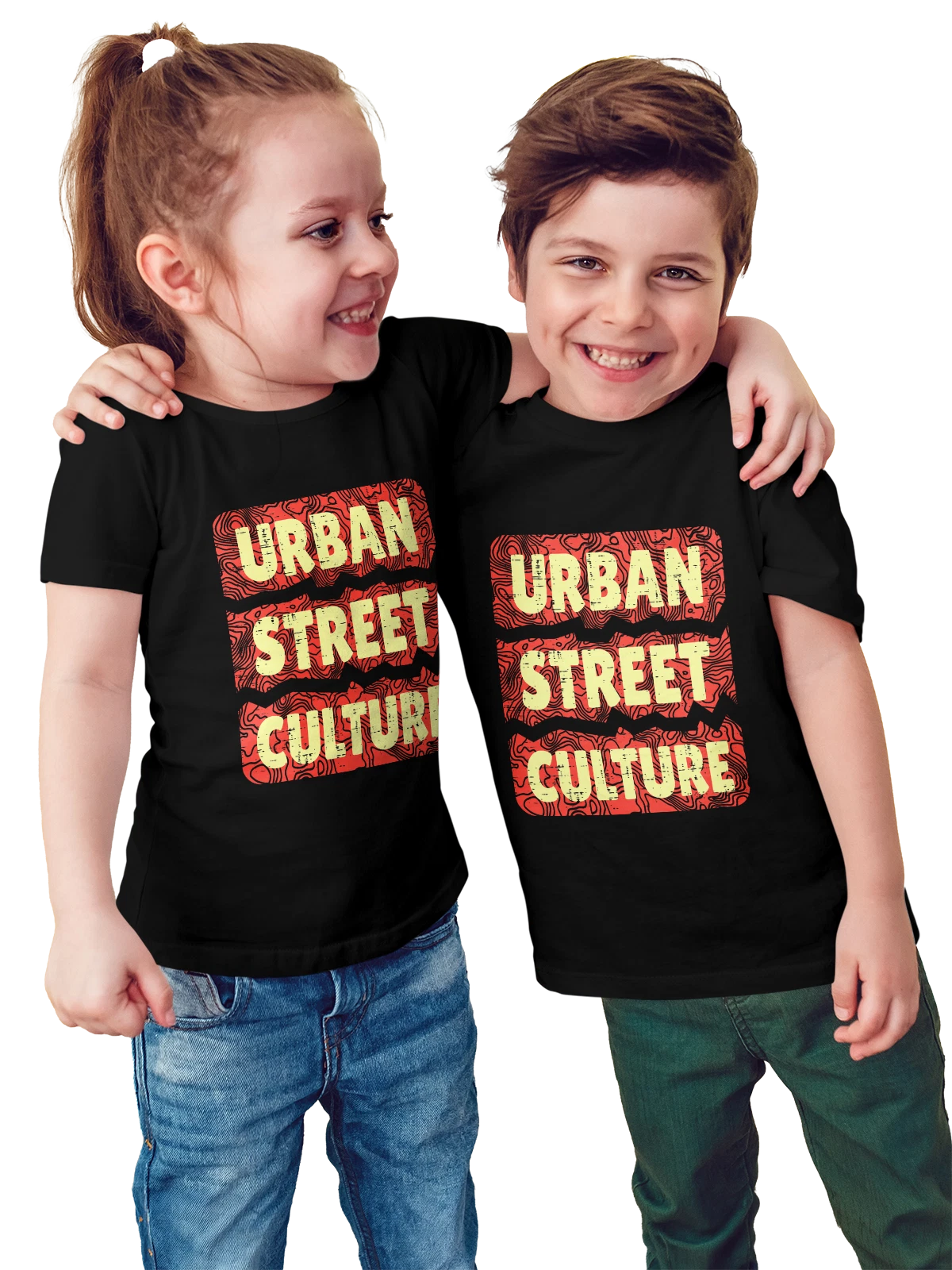 Футболка детская Urban Street Culture городской стиль чёрная с принтом — винтажный шрифт — Чёрная, фото 1