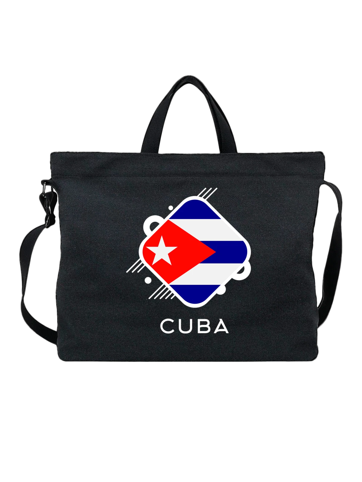 Сумка Флаг Кубы Cuba чёрная с принтом — национальная символика — Чёрная, фото 1