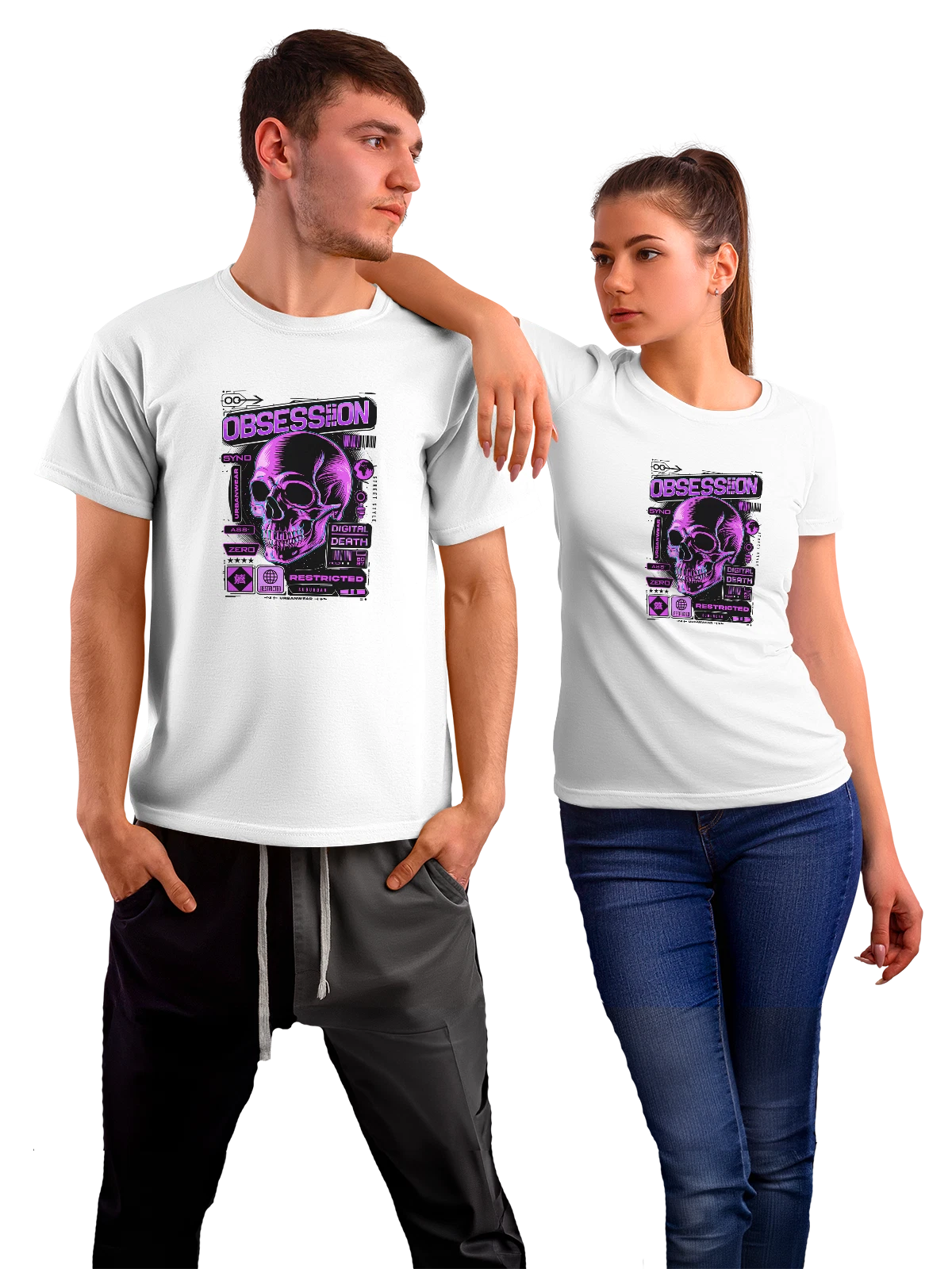 Футболка Череп Digital Death Urbanwear Syno Zero A88 белая с принтом — цифровой дизайн — Белая, фото 1