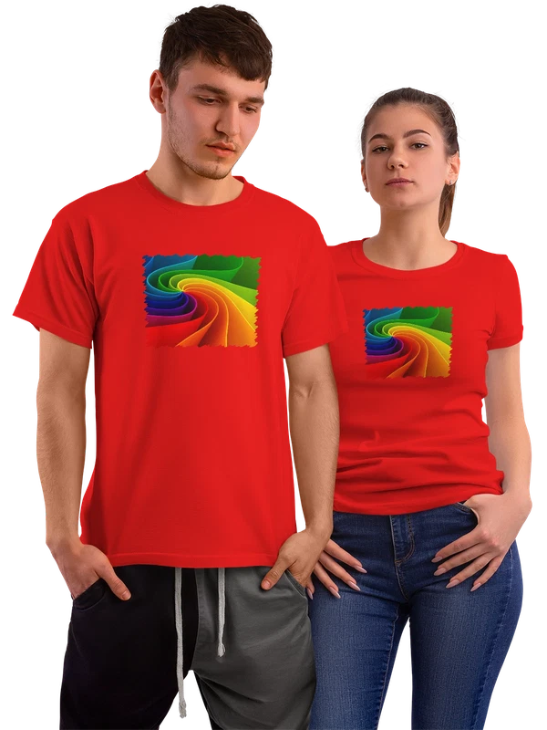 Футболка Графика 3D rainbow spiral — Красная, фото 1