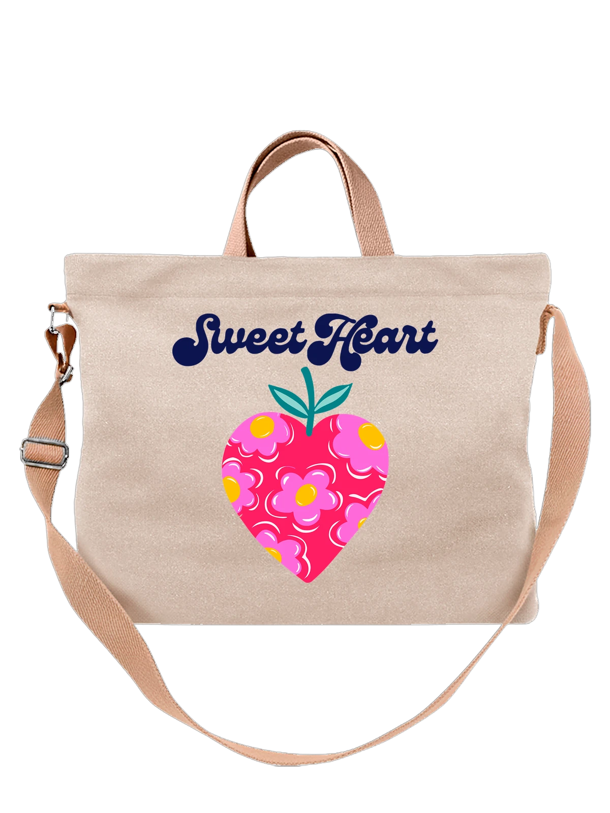 Сумка Клубника сердечко sweet heart белая с принтом — подарок любимой — Белая, фото 1