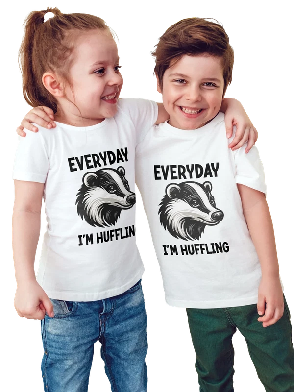 Футболка с барсуком I am huffling — Белая, фото 1