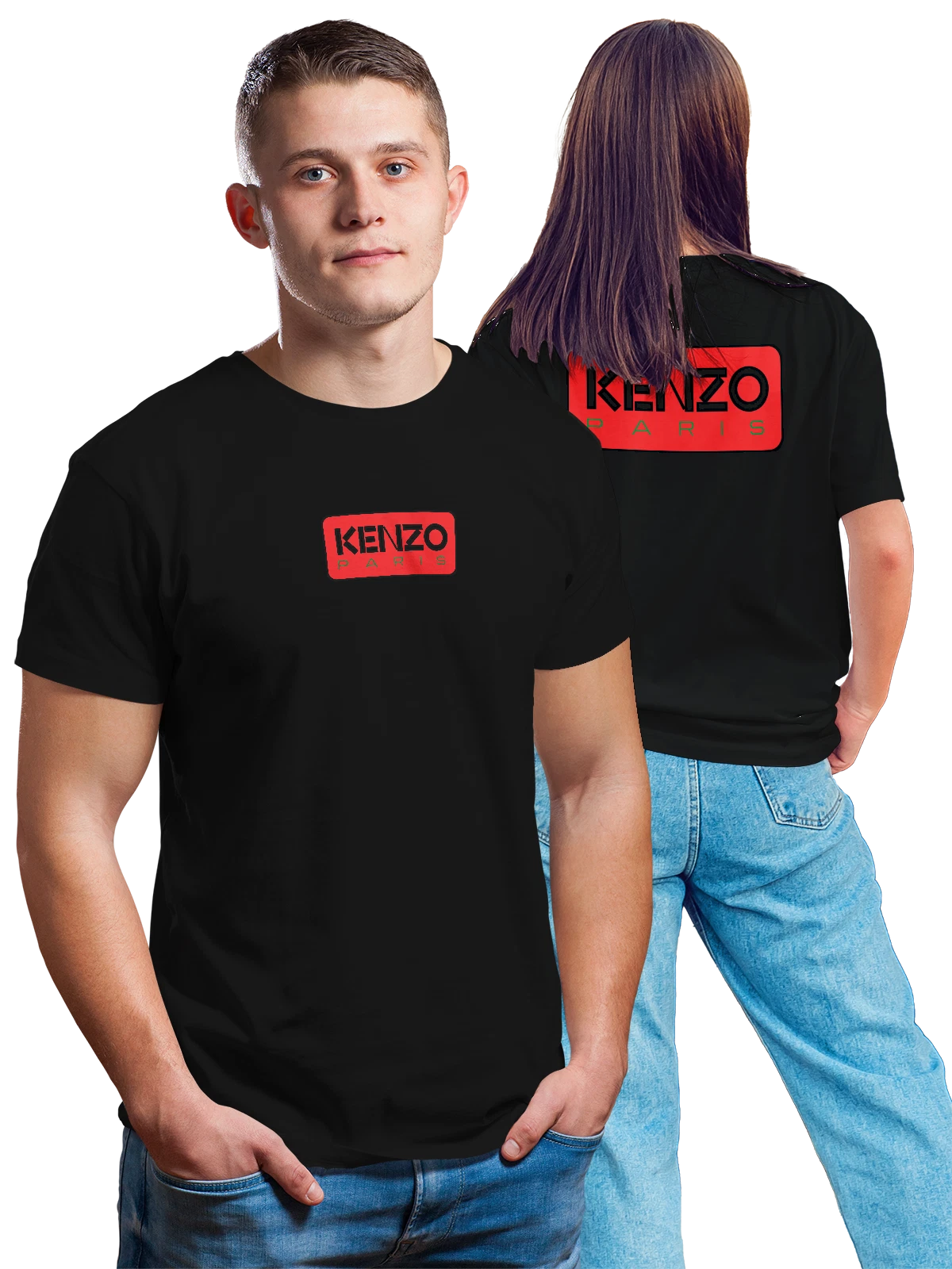 Футболка Kenzo чёрная с принтом на спине — скругленные углы — Чёрная, фото 1