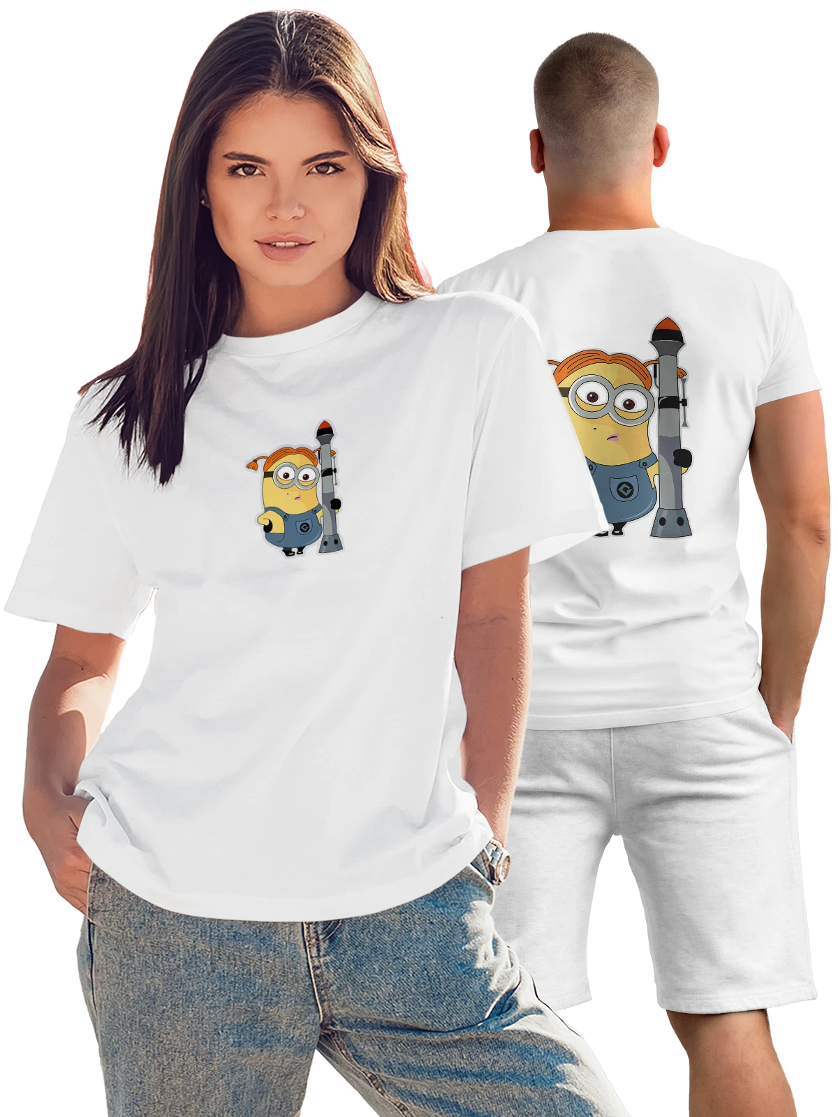 Футболка с Миньоном Minions белая с принтом на спине — желтый персонаж — Белая, фото 1