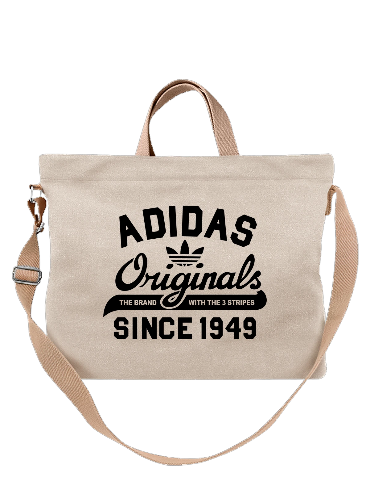 Сумка Adidas белая с принтом — черный трилистник — Белая, фото 1