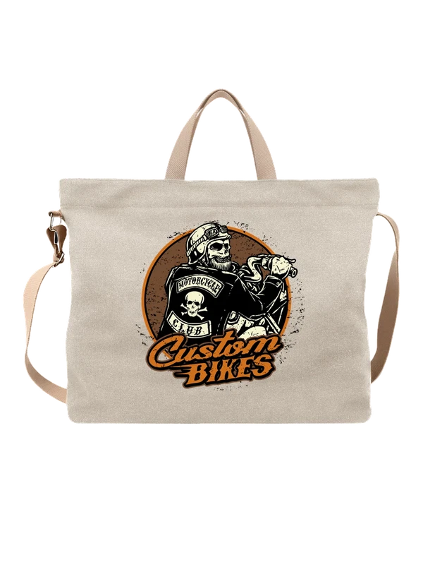 Сумка байкерский череп Motorcycle Club Custom Bikes среди — Белая, фото 1