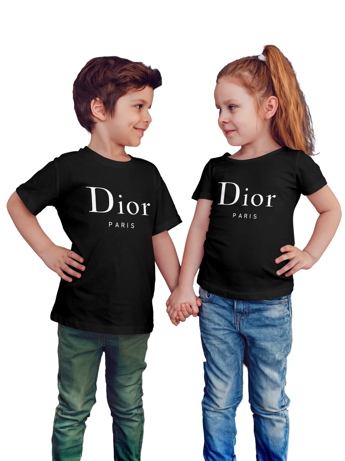 Футболка детская Dior чёрная с принтом — парфюмерная эстетика — Чёрная, фото 1