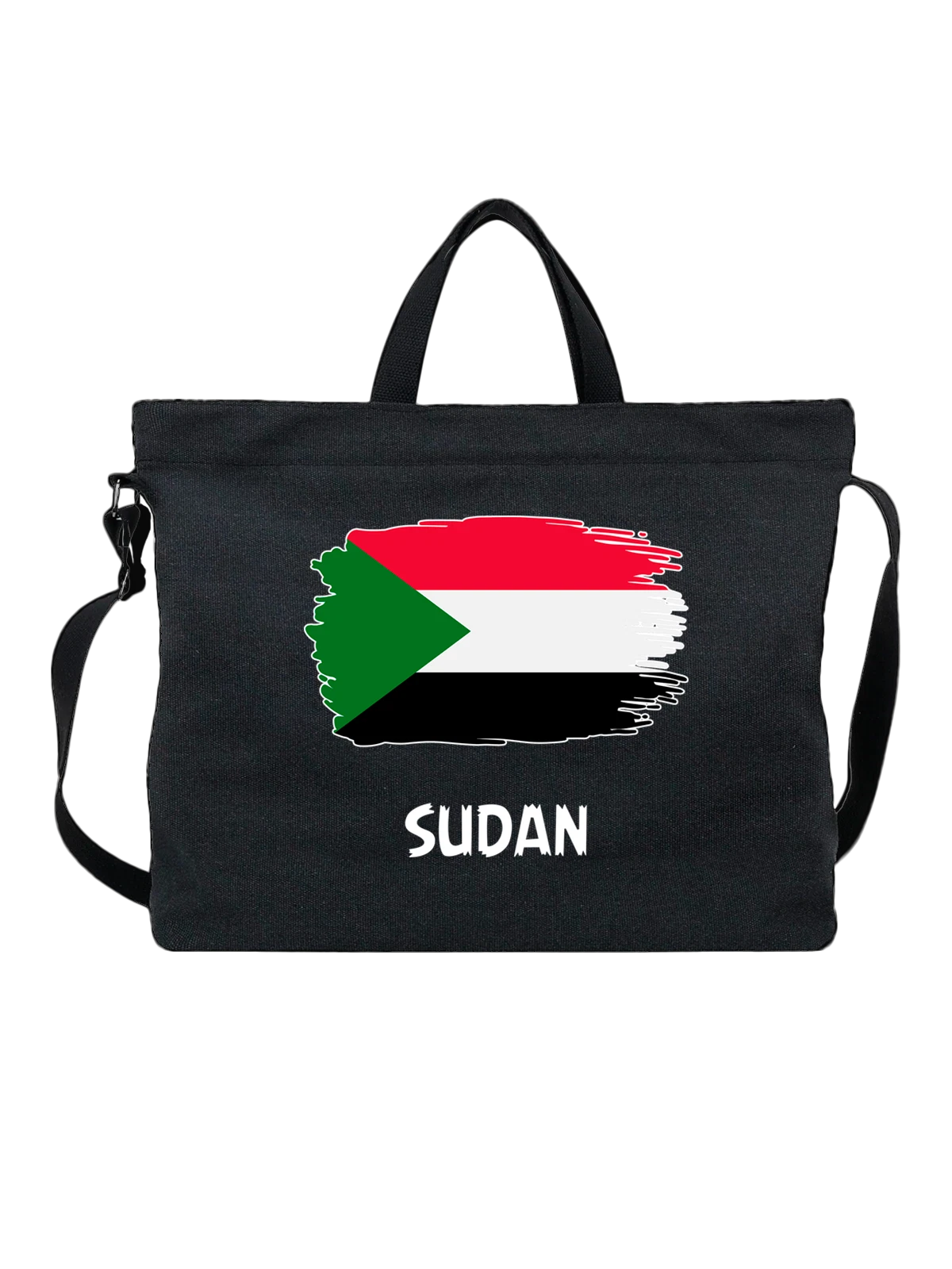 Сумка C флагом Судан Sudan чёрная с принтом — патриотический принт — Чёрная, фото 1