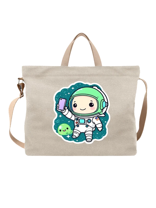 Сумка милый астронавт в скафандре со смартфоном — Белая, фото 1