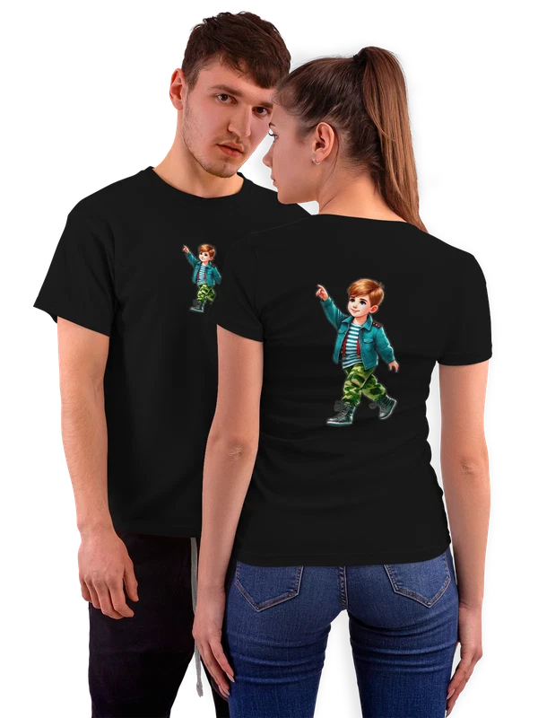 Футболка ребенок с 23 февраля — Чёрная, фото 1