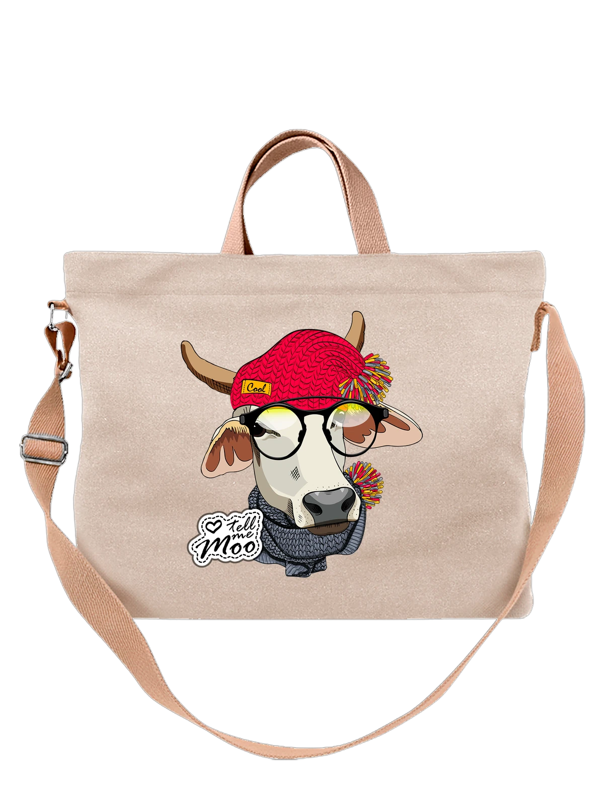 Сумка Стильная корова tell me moo белая с принтом — животный мир — Белая, фото 1