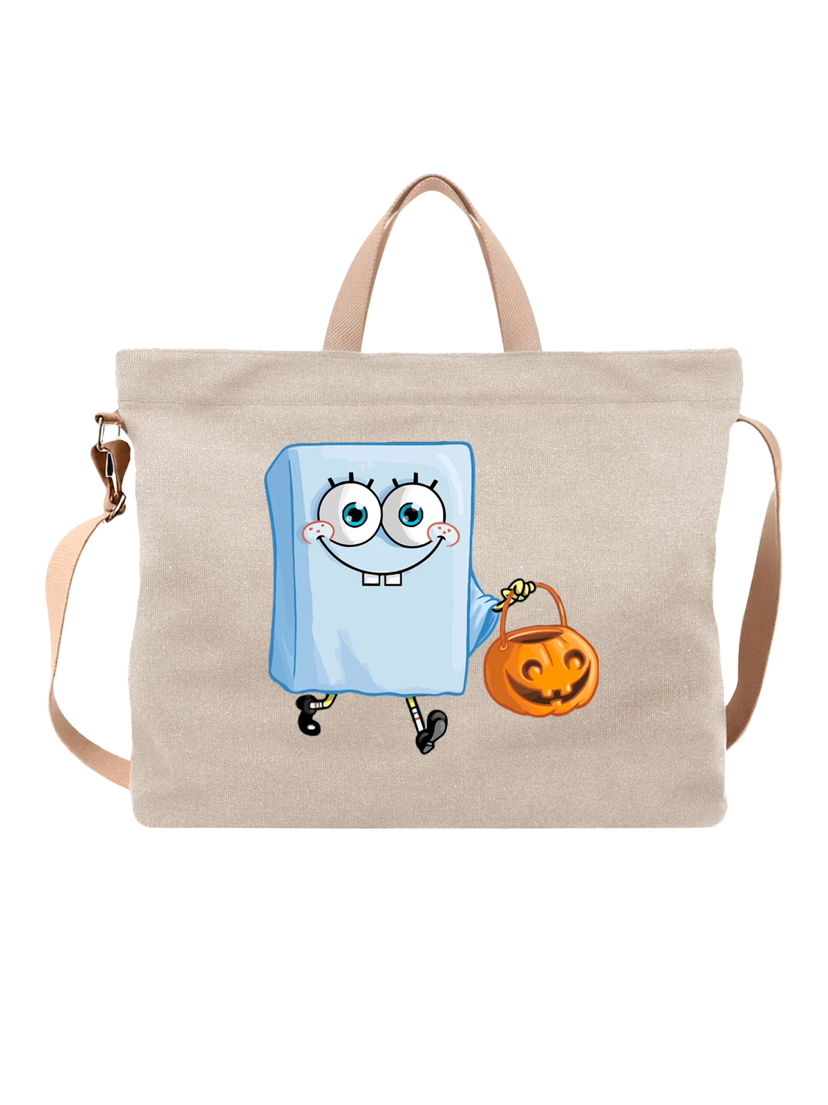 Сумка Губка боб хеллоуин белая с принтом — Бикини Боттом — Белая, фото 1