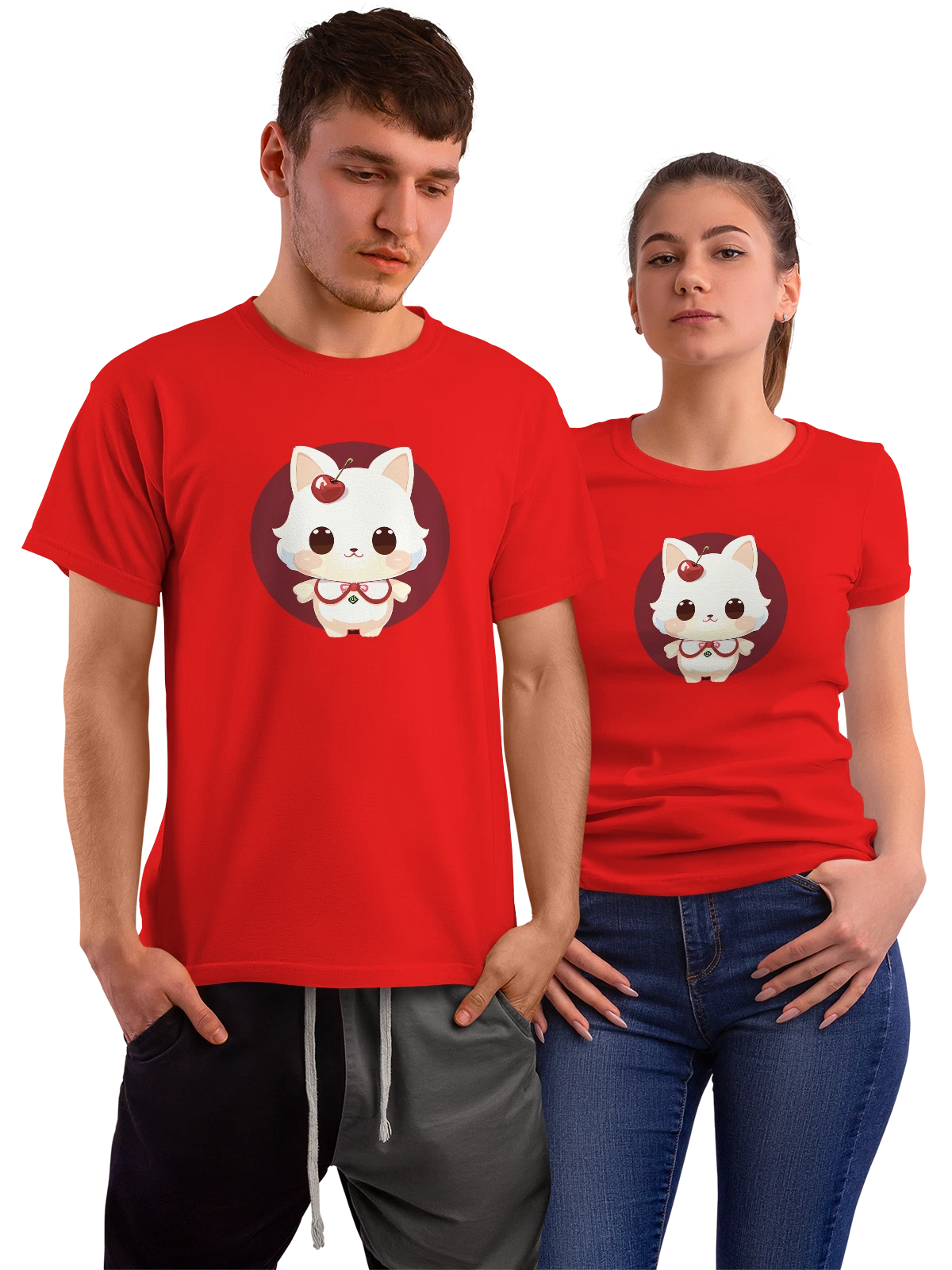 Футболка Шиба Ину Shiba Inu мультфильм милый питомец красная с принтом — мультяшный — Красная, фото 1