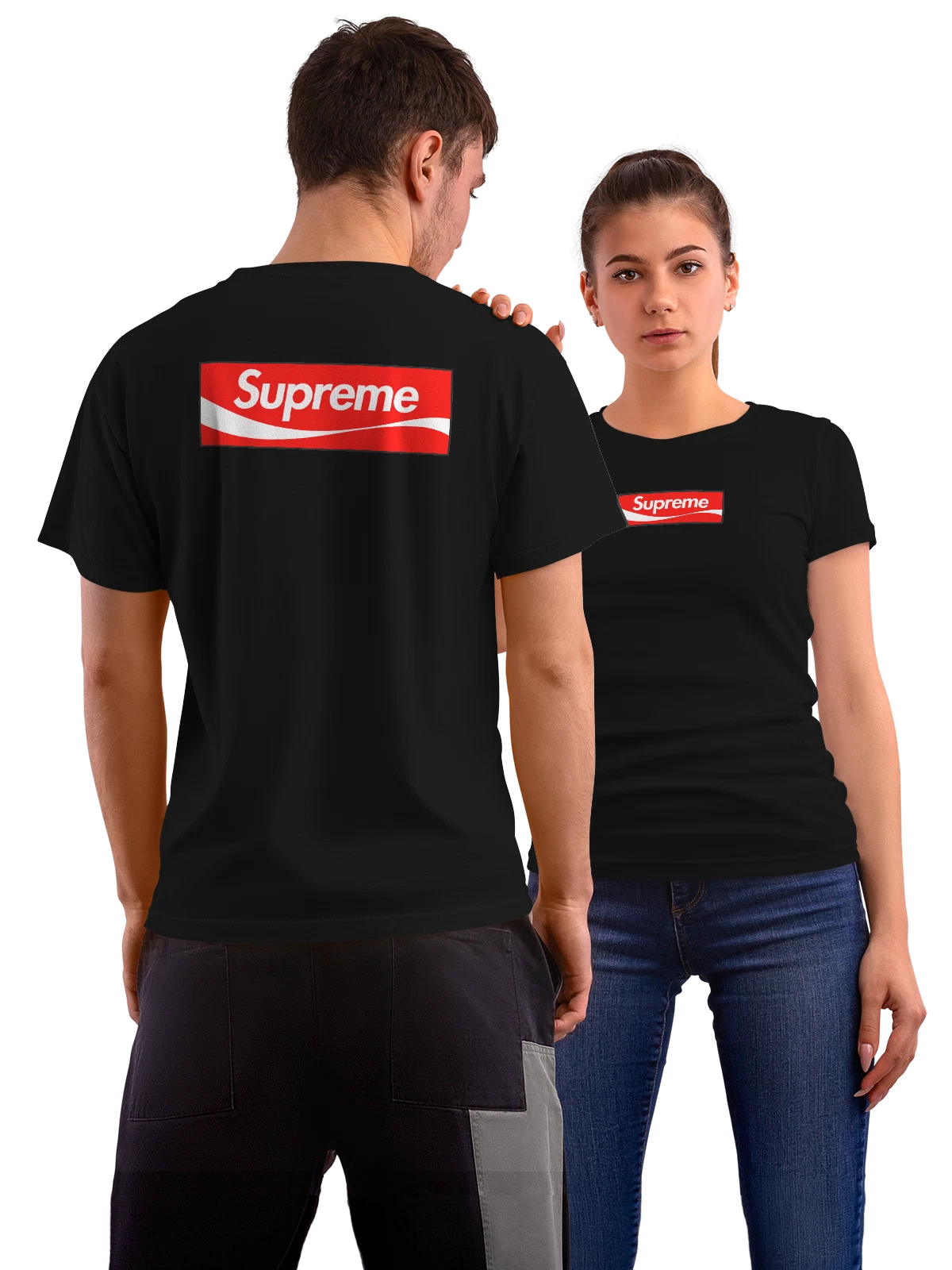 Футболка Supreme чёрная с принтом на спине — контрастный логотип — Чёрная, фото 1