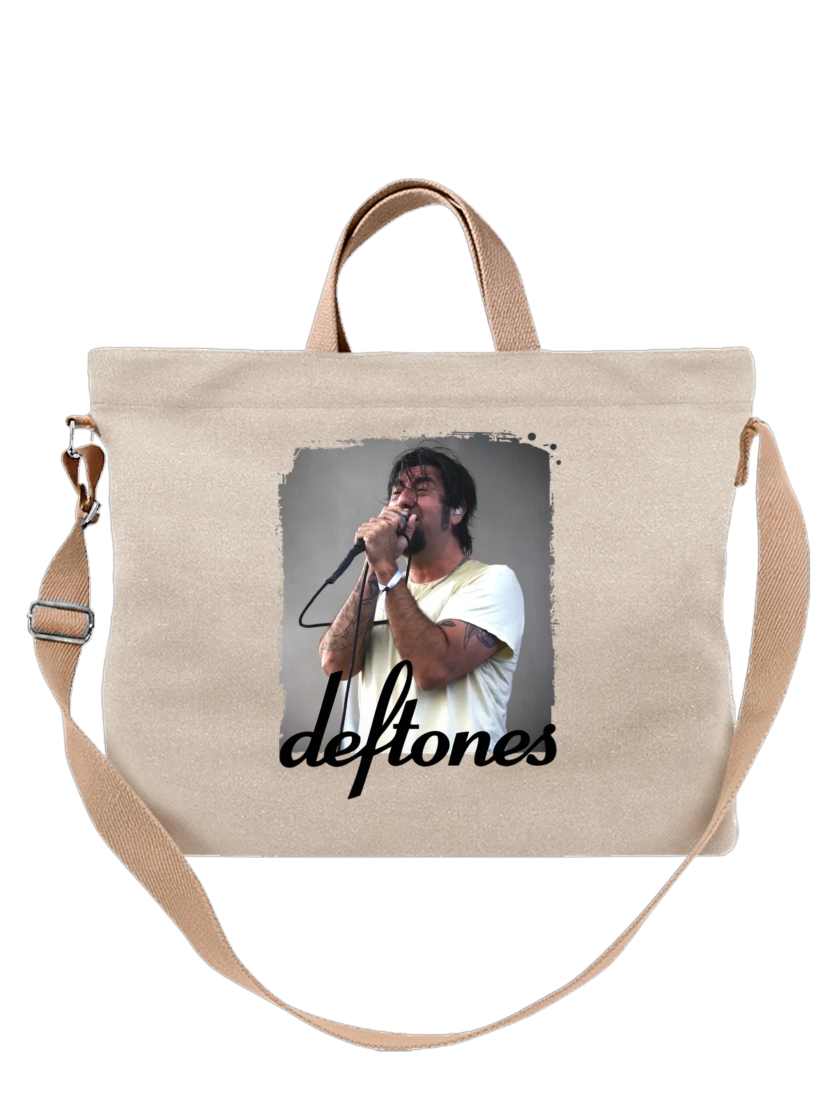 Сумка Deftones Чино Морено белая с принтом — ботаническая графика — Белая, фото 1