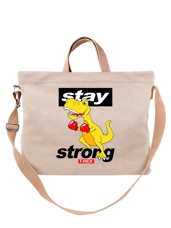 Сумка динозавр боксер stay strong — Белая, фото 1